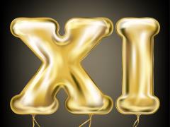 Een balon van 11 in Romeinse Cijfers 