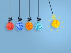 Vijf lampen op een rij.