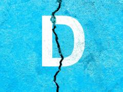 Hoofdletter D met een barst erdoor