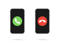 2 telefoonschermen met opnemen en ophangen erop