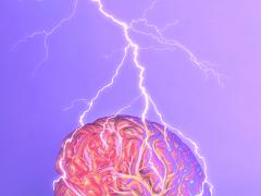 Illustratie van hersenen waar de bliksem inslaat