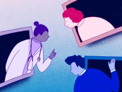 Illustratie: mensen die met elkaar praten