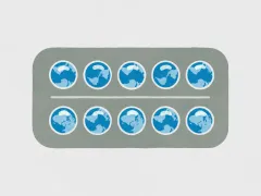 Pilstrip met wereldbolvormige pillen