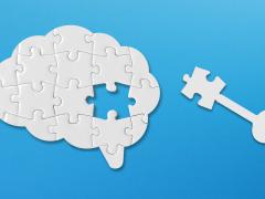Een puzzel van hersen waar een sleutelstukje uitgenomen is