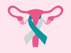 Illustratie van eierstokken met een lintje eromheen