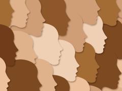 Illustratie van gezichtsprofielen in verschillende huidskleuren