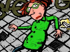 Beeld: Femke van Heerikhuizen Vallende vrouw op straat