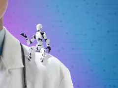 Robot op de schouder van een arts