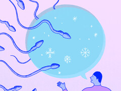 Illustratie van een eicel met zaadcellen