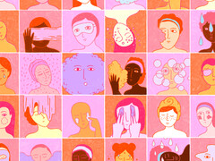 Illustratie van raster me allemaal gezichten met huidproblemen