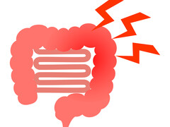 Illustatrie van darmen met bliksems eromheen