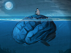 Illustratie: hersenen als een eiland dat deels onder water is