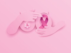 Illustratie van een borst met het Kankerlintje erop