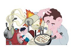 Illustratie van iemand die een ademtest doet