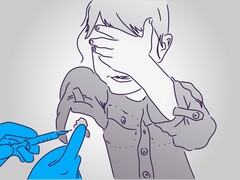 Illustratie van een kind met angst voor injecties