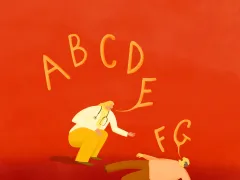 Illustratie met mensen en het alfabeth
