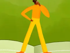 Illustratie van iemand die in een boek staat