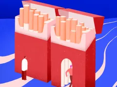 Illustratie van pakjes sigaretten waar je in kunt lopen