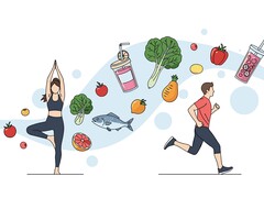 Illustratie van gezond eten en sporten