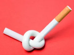 Illustratie van een sigaret met een knoop erin