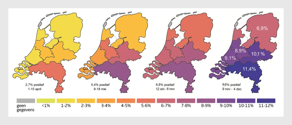 Nieuws in beeld | Verspreiding covid-19 over Nederland april-december 2020