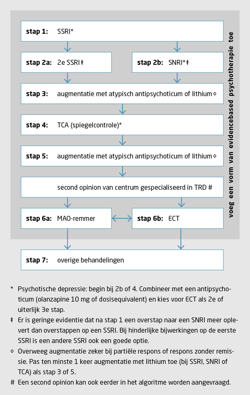 Figuur 2 | Behandelalgoritme voor de behandeling met een antidepressivum