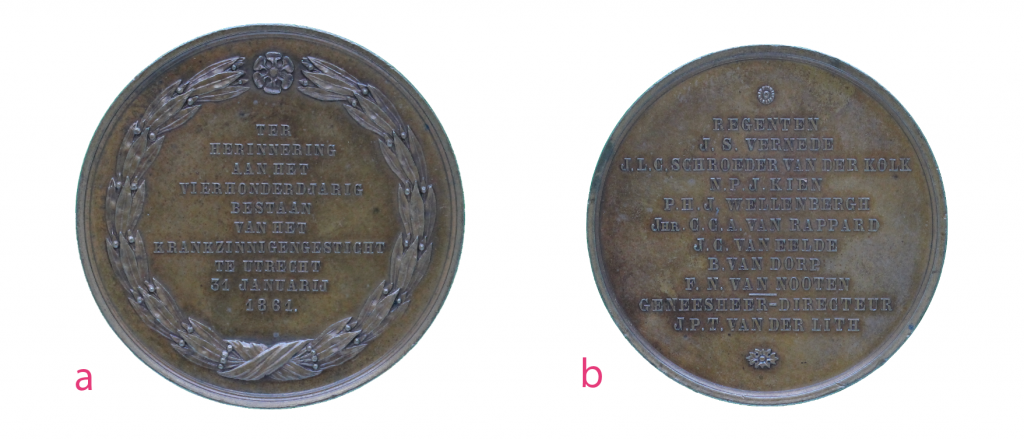 Figuur 1 | 400 jaar Krankzinnigengesticht | Slagpenning van brons, uitgegeven in 1861