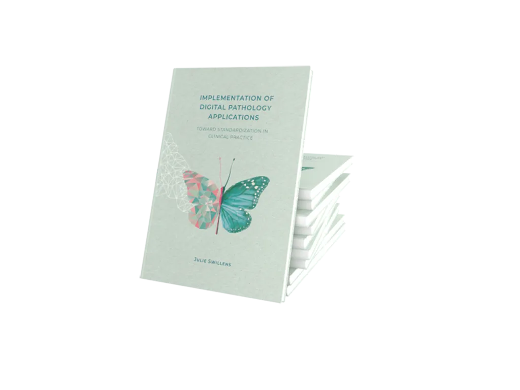 Cover van het proefschrift "Implementation of digital pathology applications - Toward standardization in clinical practice".