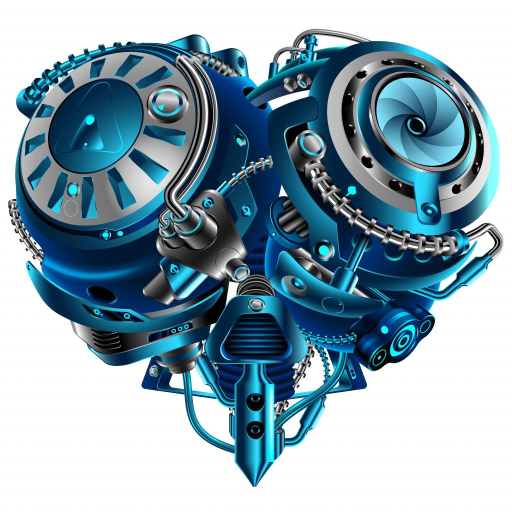 Mechanische voorstelling van een hart.