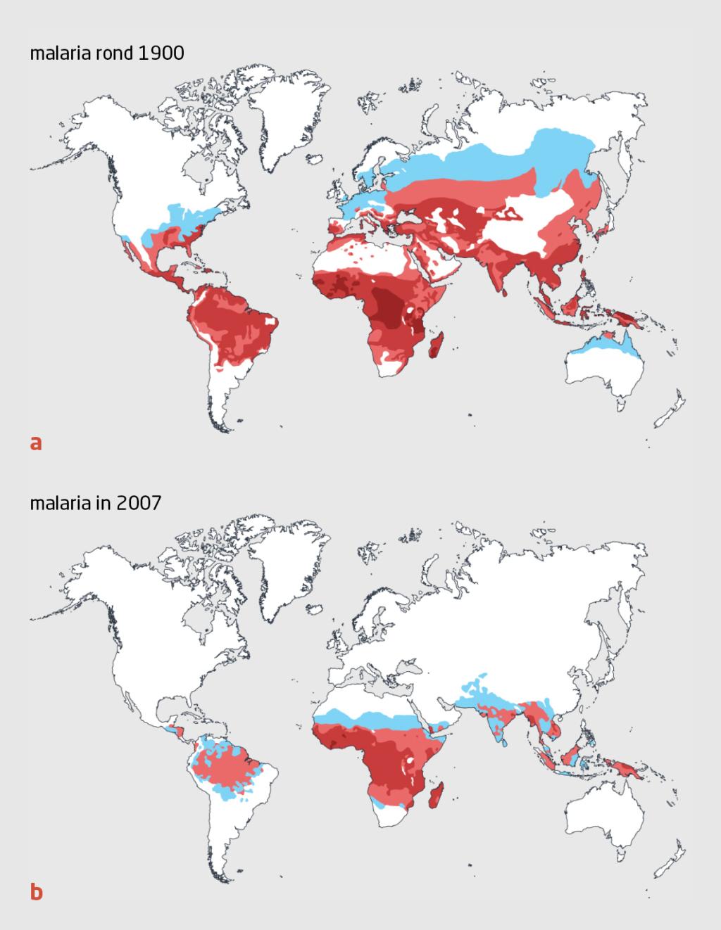 Figuur 1 | Afname in het verspreidingsgebied van malaria