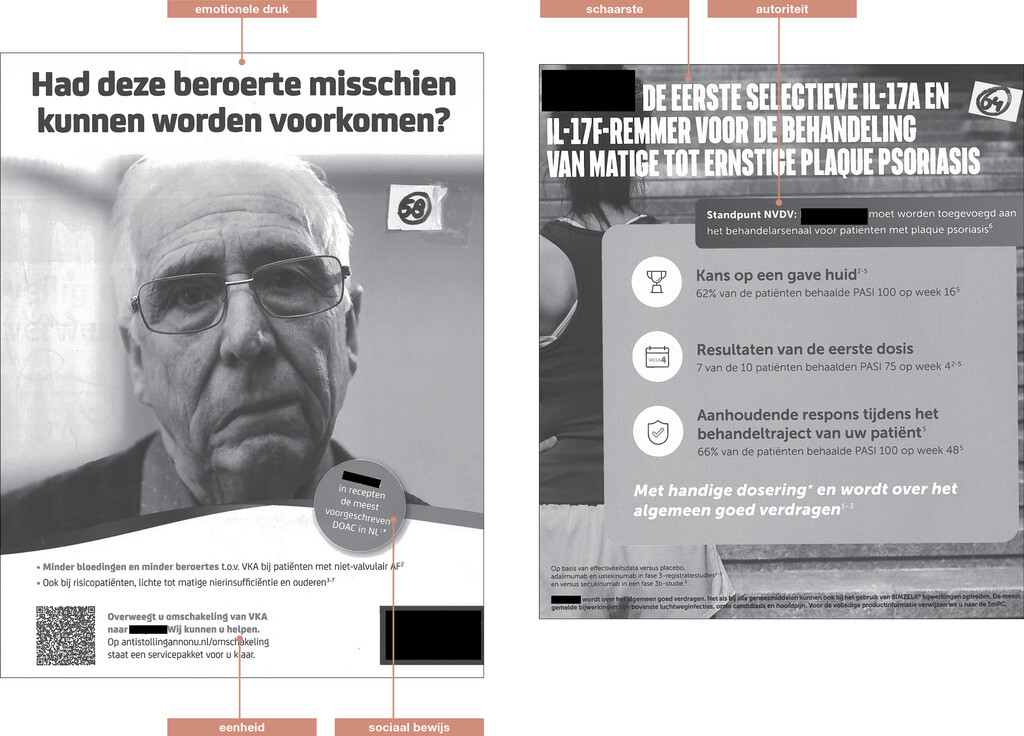 Figuur | Voorbeelden van beïnvloedingsstrategieën in twee van de verzamelde materialen