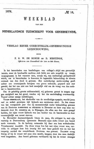 Eerste pagina van het artikel zoals het is gepubliceerd in het tijdschrift