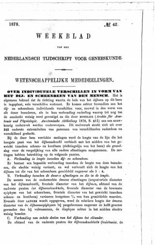 Eerste pagina van het artikel zoals het is gepubliceerd in het tijdschrift