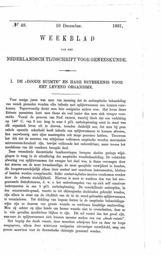 Eerste pagina van het artikel zoals het is gepubliceerd in het tijdschrift