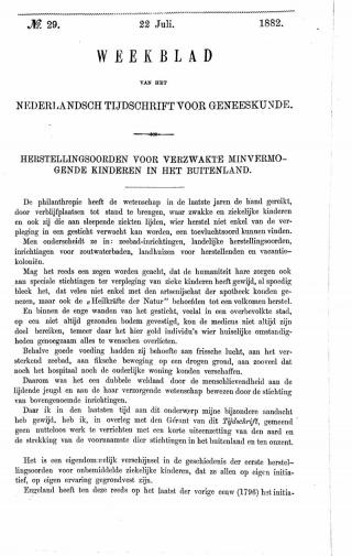 Eerste pagina van het artikel zoals het is gepubliceerd in het tijdschrift