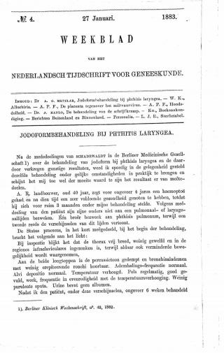 Eerste pagina van het artikel zoals het is gepubliceerd in het tijdschrift