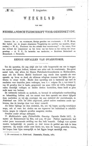 Eerste pagina van het artikel zoals het is gepubliceerd in het tijdschrift