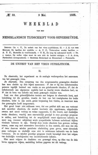 Eerste pagina van het artikel zoals het is gepubliceerd in het tijdschrift