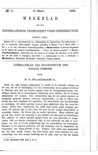 Eerste pagina van het artikel zoals het is gepubliceerd in het tijdschrift