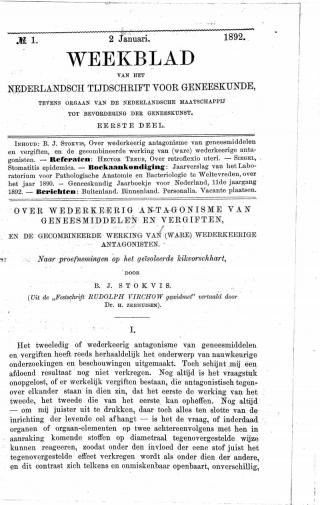 Eerste pagina van het artikel zoals het is gepubliceerd in het tijdschrift