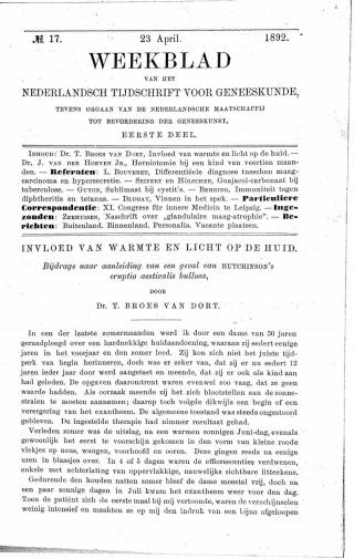 Eerste pagina van het artikel zoals het is gepubliceerd in het tijdschrift