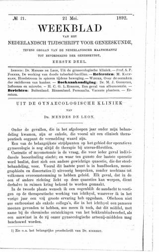 Eerste pagina van het artikel zoals het is gepubliceerd in het tijdschrift