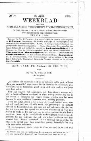 Eerste pagina van het artikel zoals het is gepubliceerd in het tijdschrift