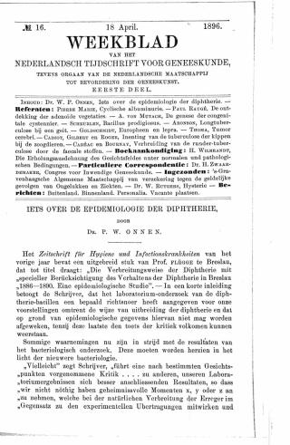 Eerste pagina van het artikel zoals het is gepubliceerd in het tijdschrift