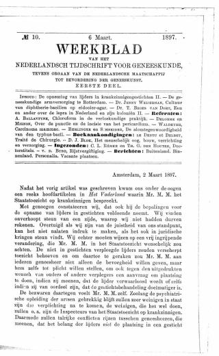 Eerste pagina van het artikel zoals het is gepubliceerd in het tijdschrift