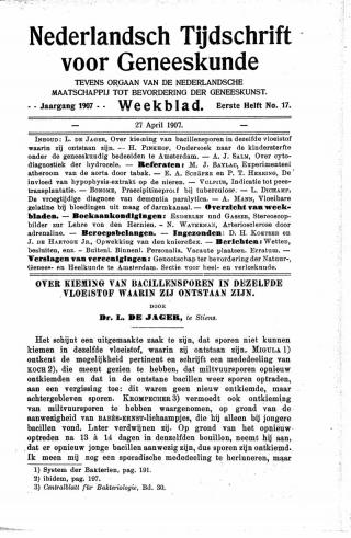 Eerste pagina van het artikel zoals het is gepubliceerd in het tijdschrift