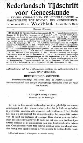 Eerste pagina van het artikel zoals het is gepubliceerd in het tijdschrift