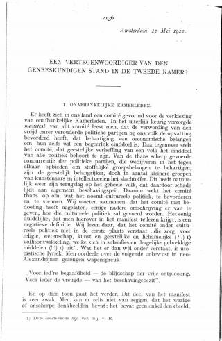 Eerste pagina van het artikel zoals het is gepubliceerd in het tijdschrift