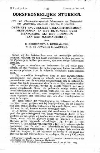 Eerste pagina van het artikel zoals het is gepubliceerd in het tijdschrift