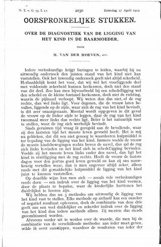 Eerste pagina van het artikel zoals het is gepubliceerd in het tijdschrift